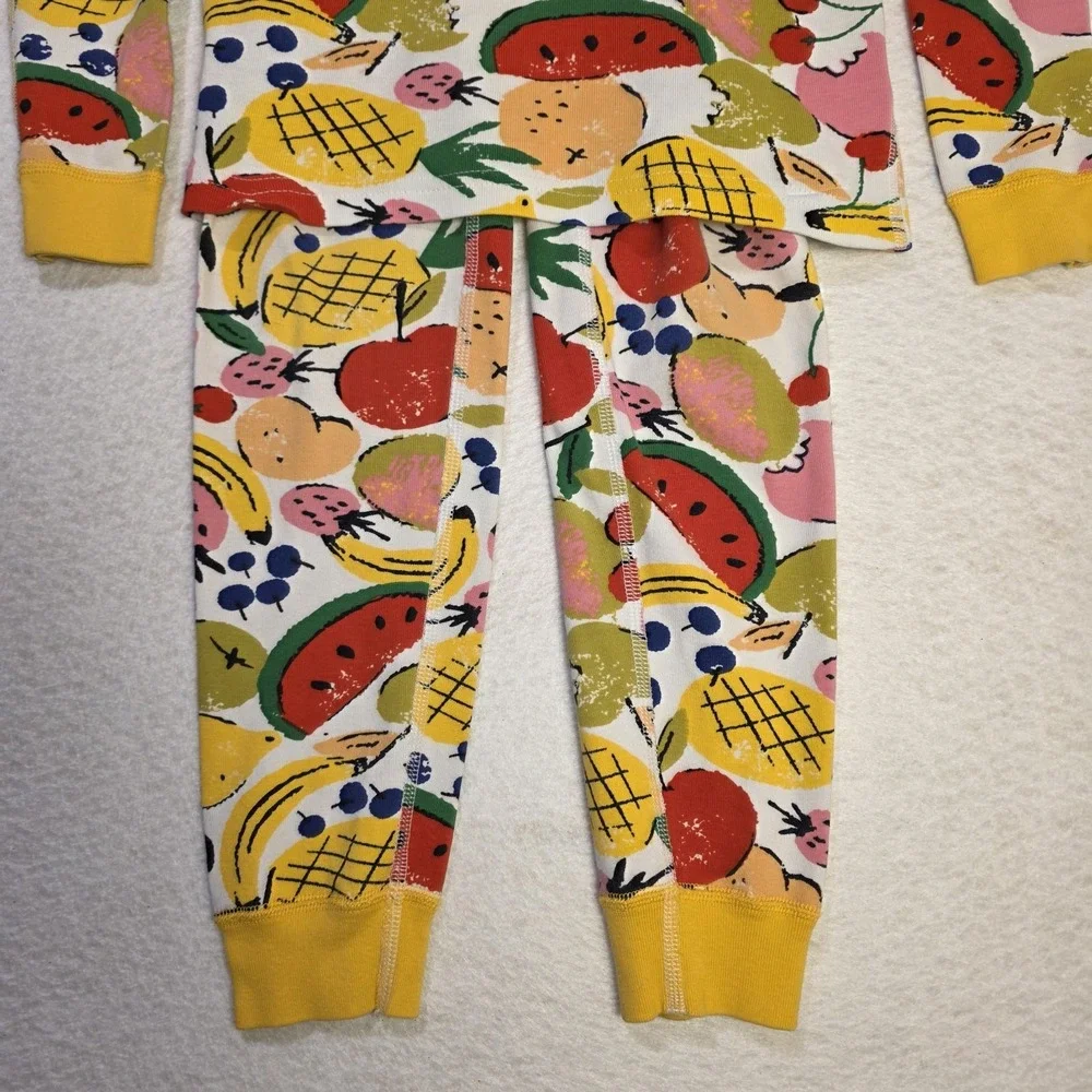 Hanna Andersson Fruit Salad Pajamas Euro 140 US 10 Yellow PJ's Sleep Watermelon‎